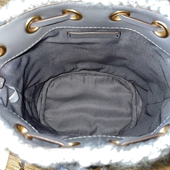 Tory Burch Fleming Soft Boucle Mini Bucket Bag Carbon Style 89764 NWT - Picture 5 of 16